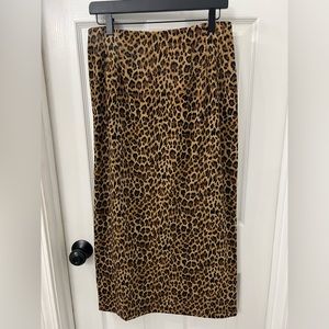Briggs New York Animal Leopard Cheetah Print Midi Length Skirt size 10